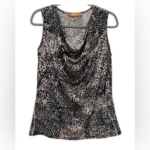 Ellen Tracy women’s Large cowl neck sleeveless black and tan blouse